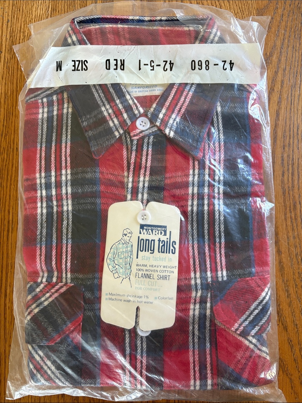 Vintage Montgomery Ward Sanforized tails heavy weight Red Plaid Flannel Shirt M